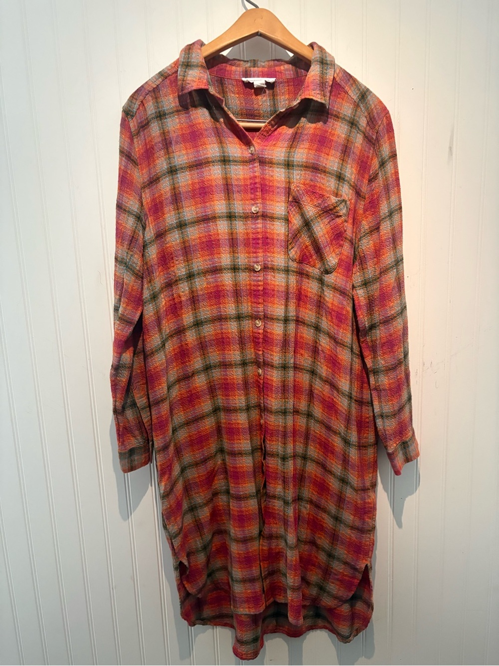 beachlunchlounge Multicolor Plaid Button-Front shirtdress Dress Large